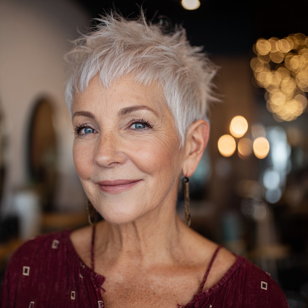 Chic Textured Pixie Cut with Soft Baby Bangs