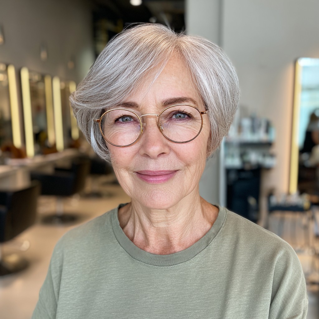 Chic Textured Silver Bob with Soft Waves