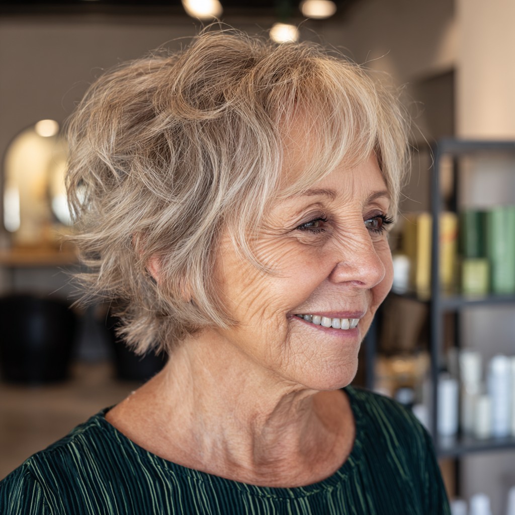 Choppy Textured Pixie Bob with Soft Waves