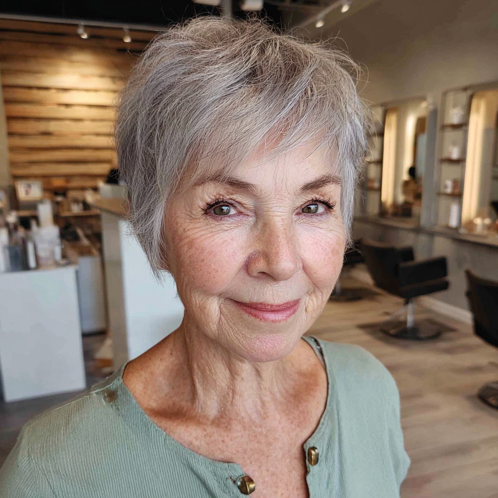 Effortless Textured Silver Pixie with Soft Volume