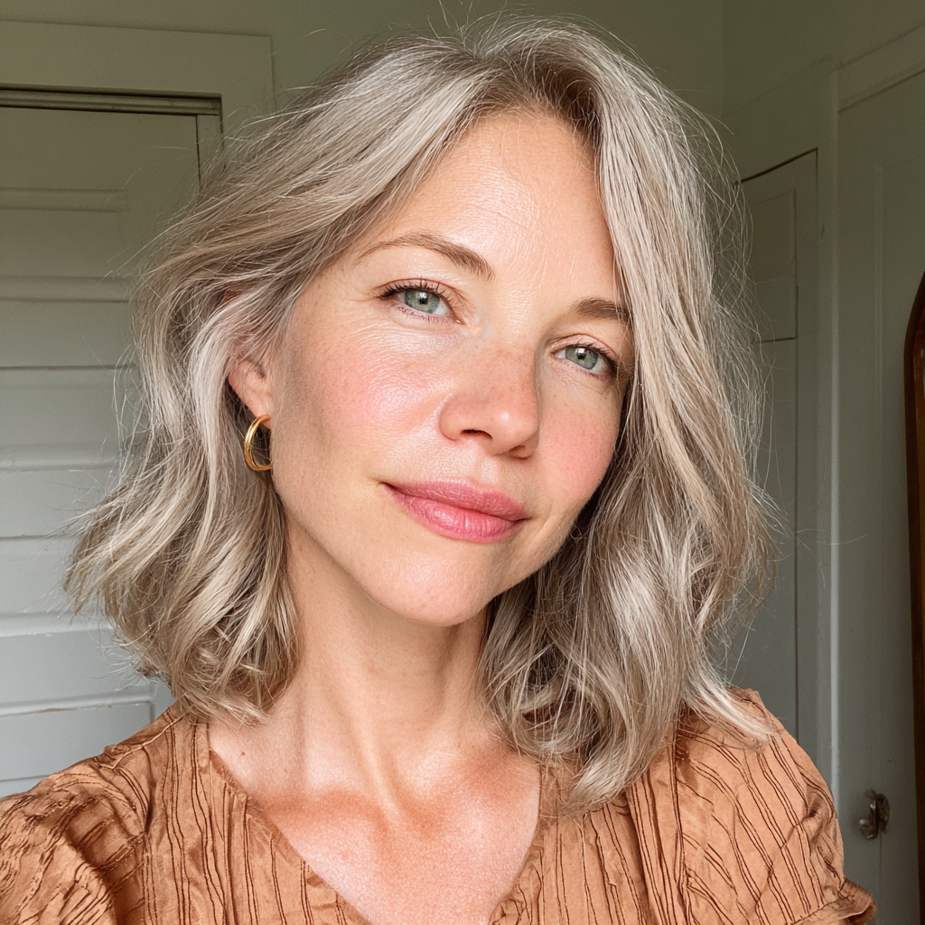 Effortlessly Chic Soft Blonde Waves with Subtle Dimension