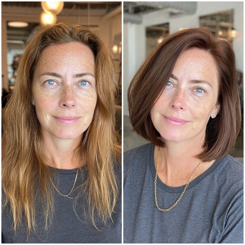 Modern Angular Bob with Rich Chocolate Color