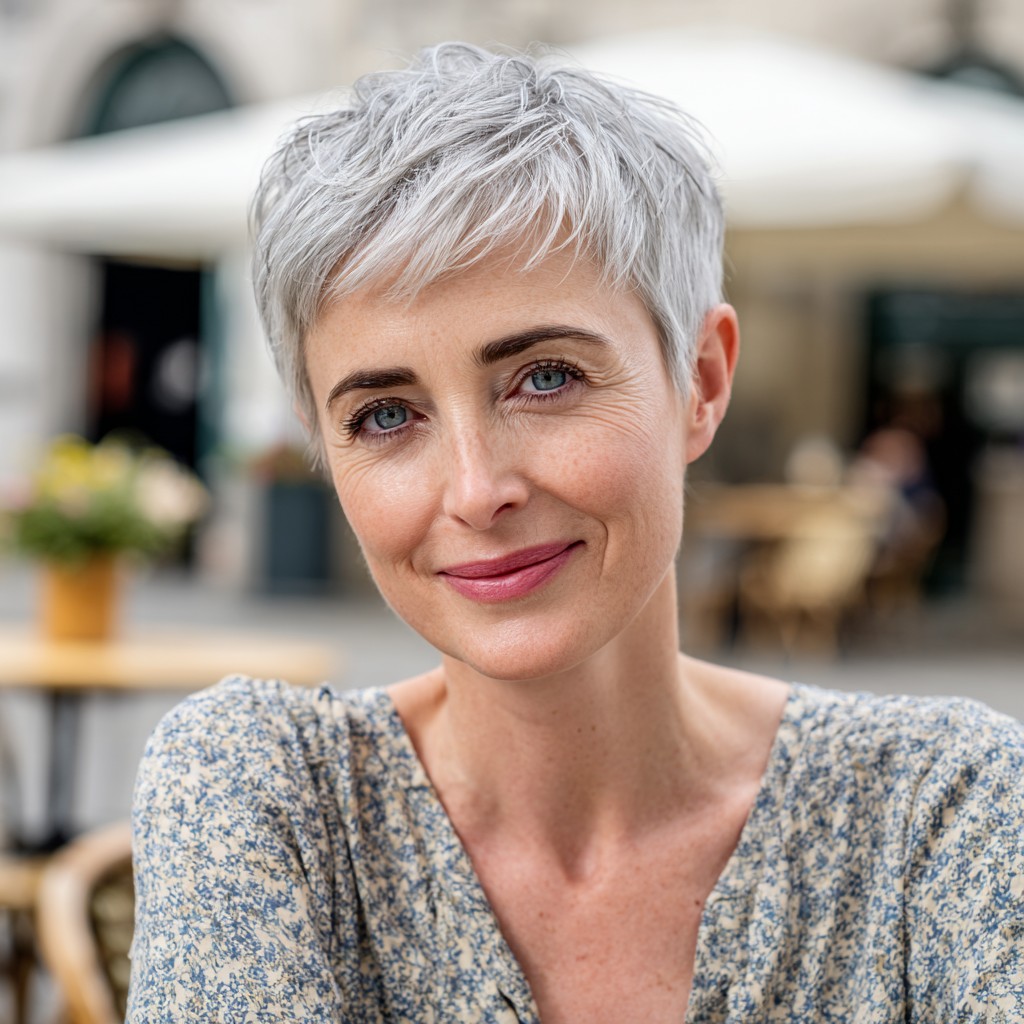 Modern Silver Pixie with Textured Layers