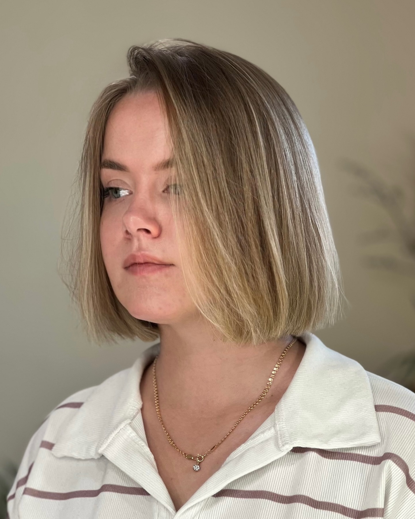 Modern Textured Neck-Length Bob with Subtle Layering