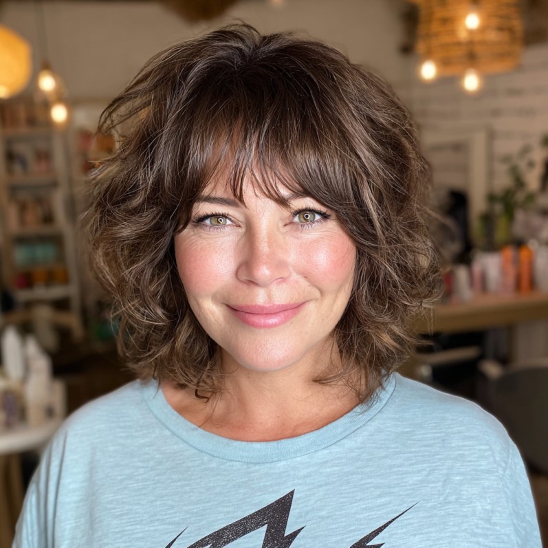 Playful Textured Bob with Soft Choppy Bangs