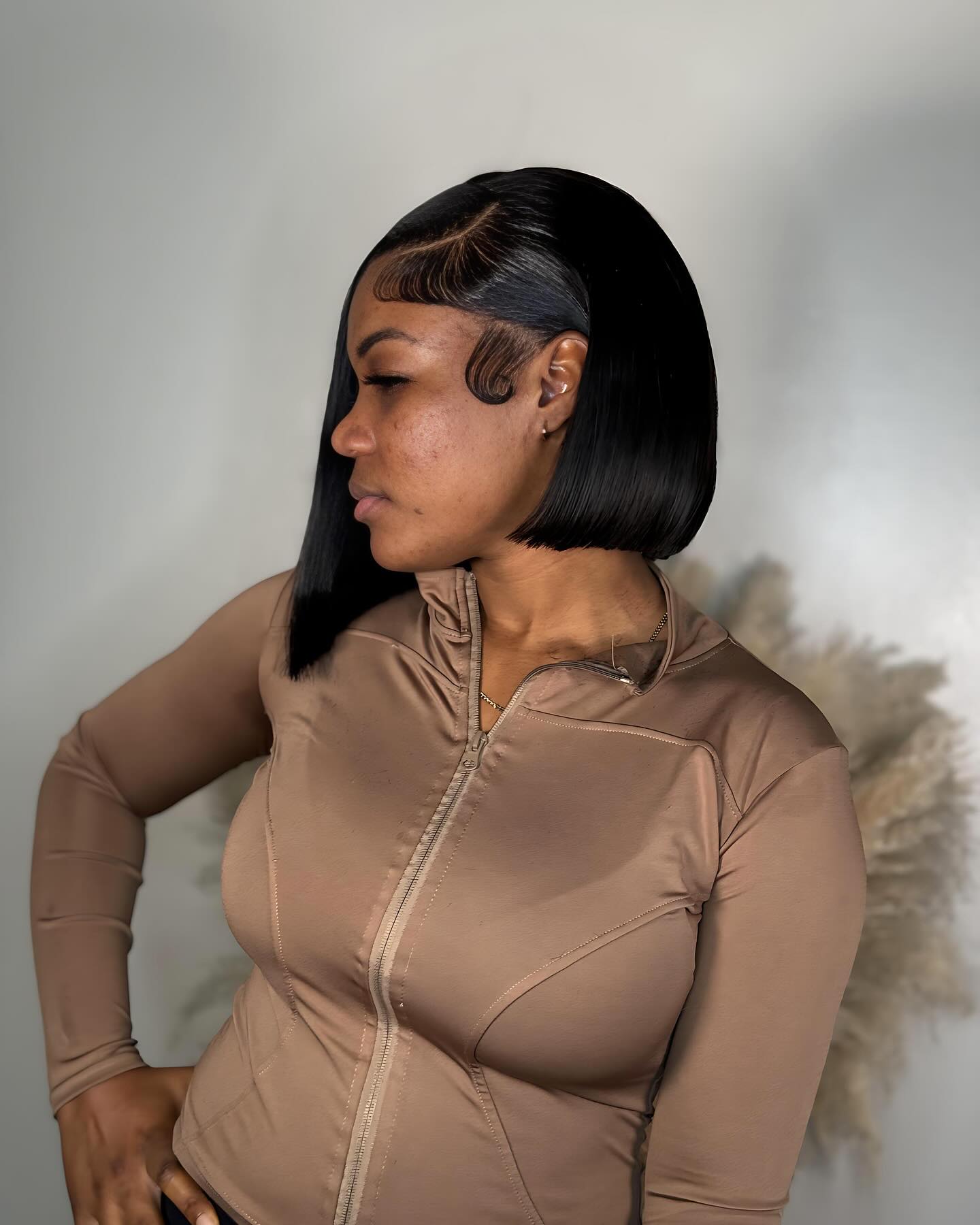 Sleek Blunt Bob with Side-Swept Bangs