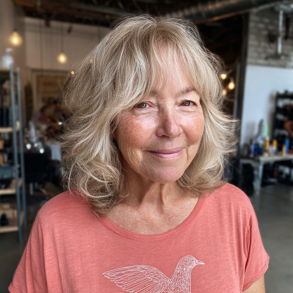 Soft Layered Shoulder-Length Bob with Gentle Waves