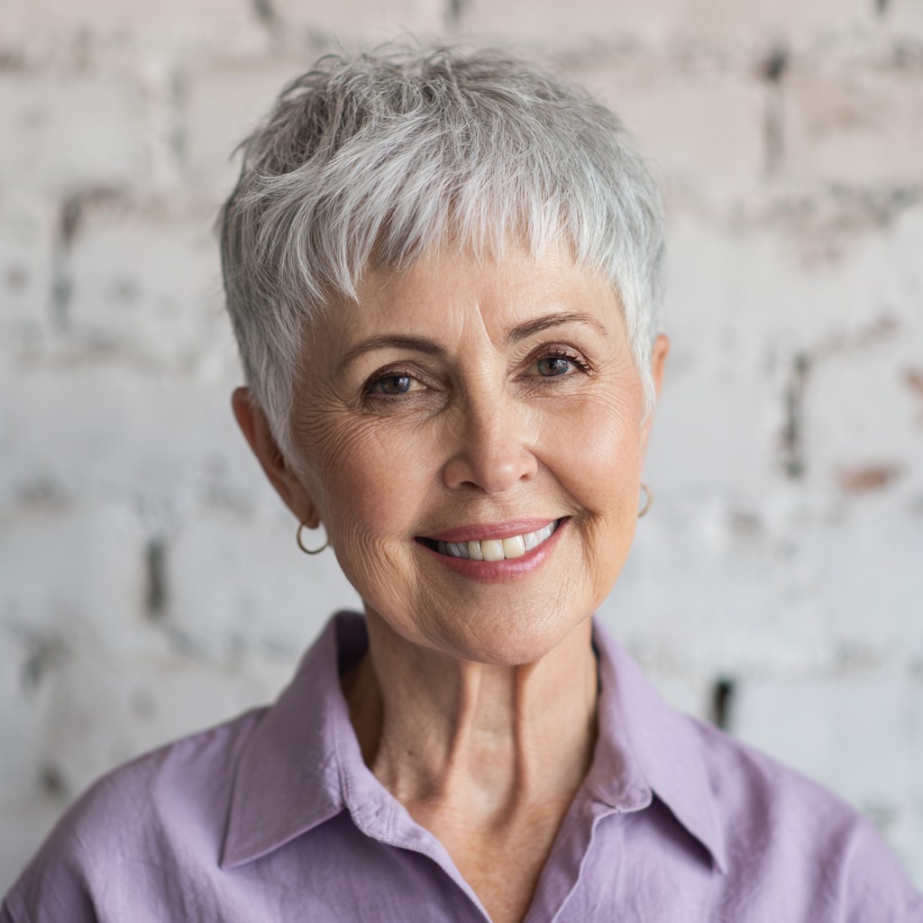 Soft Textured Baby Bangs with Tapered Pixie