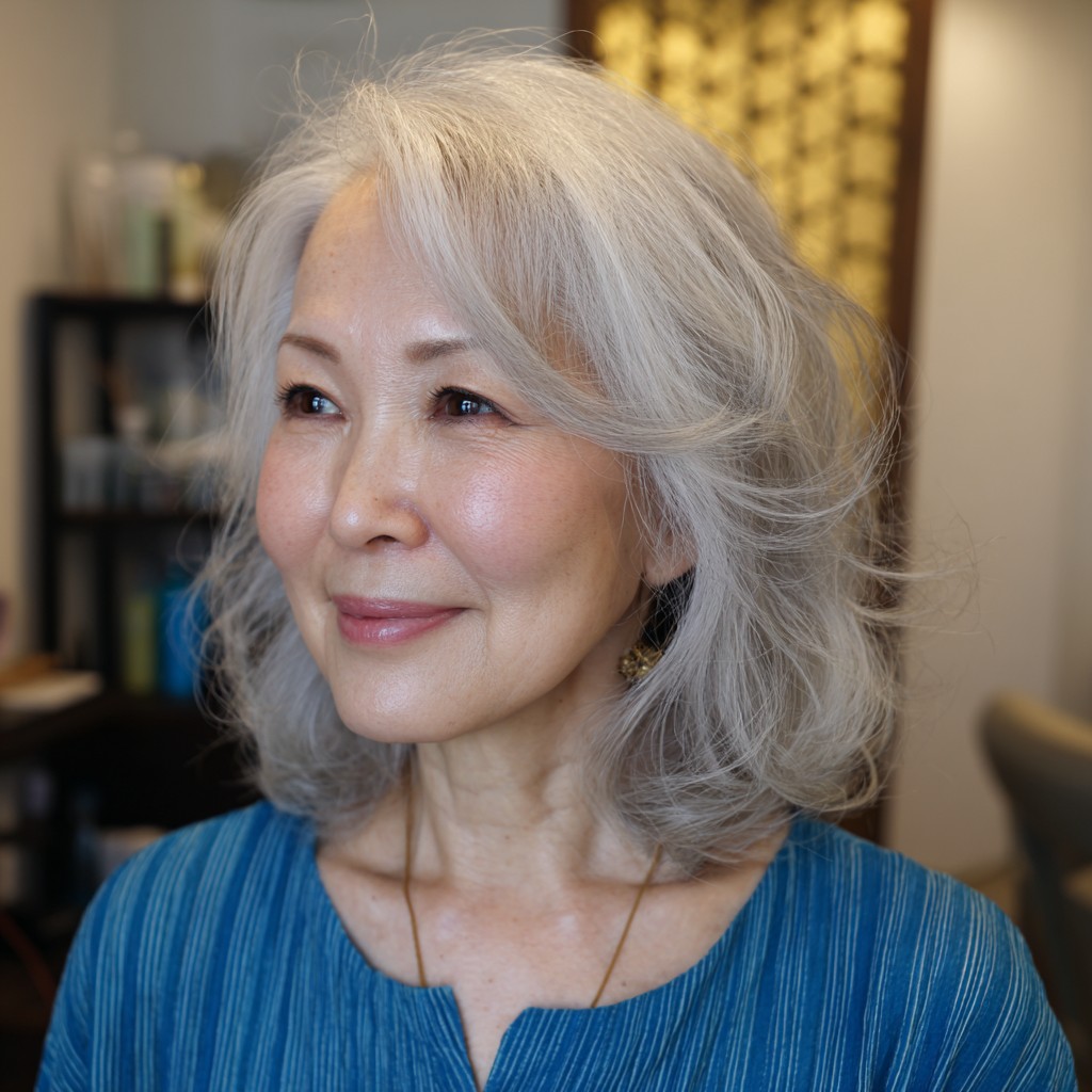 Softly Curled Shoulder-Length Bob with Natural Movement