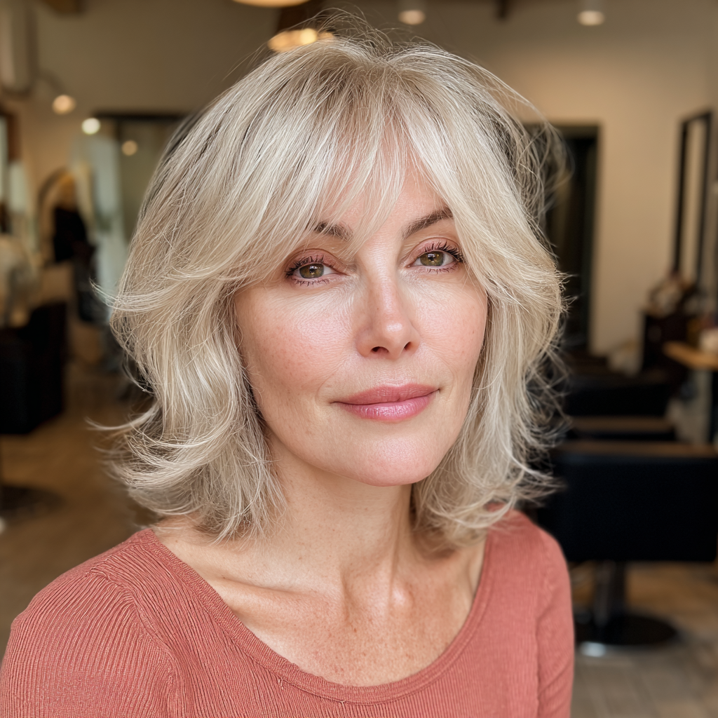 Softly Layered Blonde Hair with Wispy Bangs