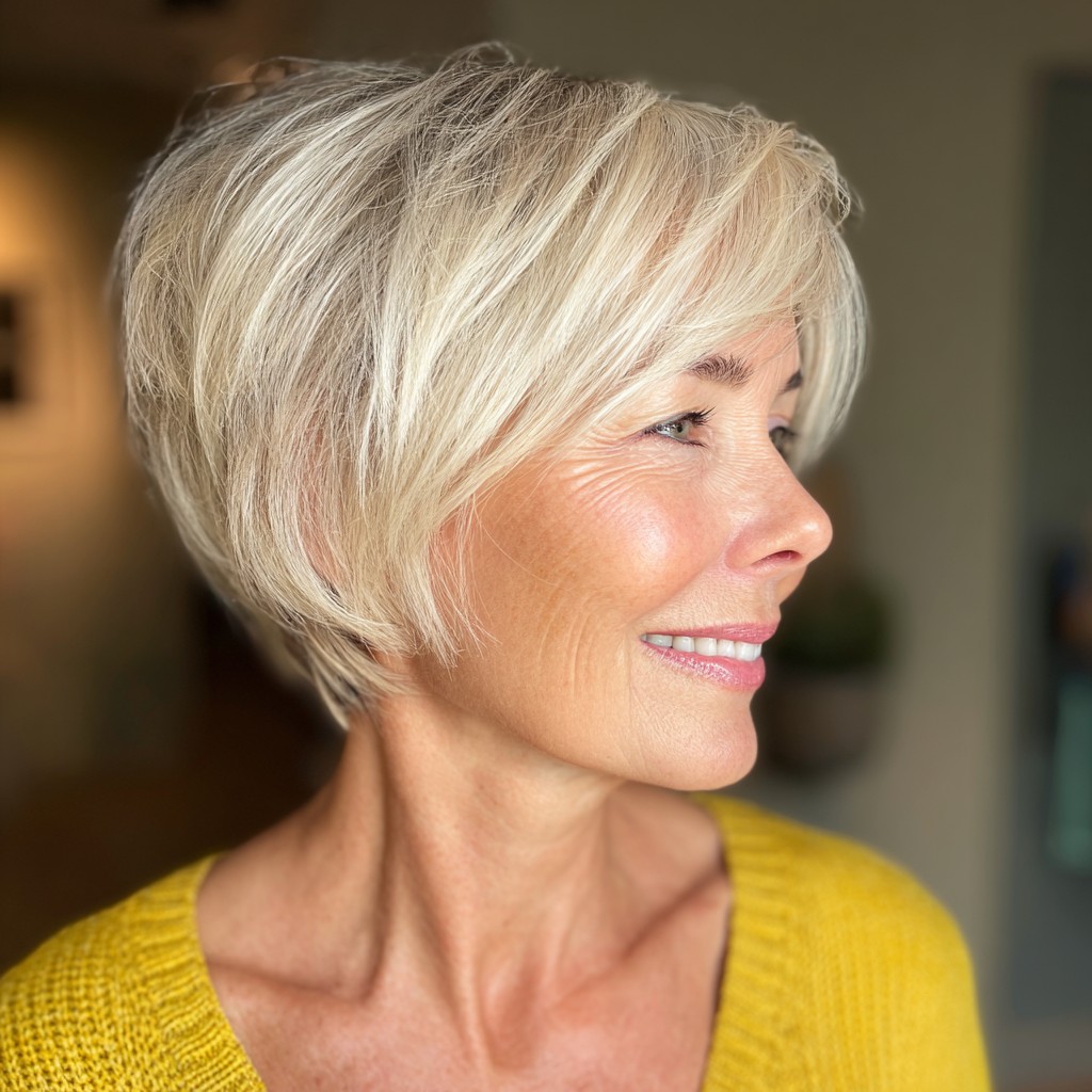 Softly Textured Blonde Pixie with Brightened Ends