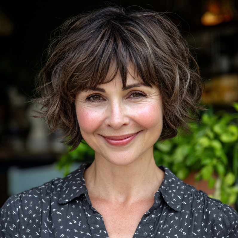 Softly Textured Choppy Bob with Breezy Bangs