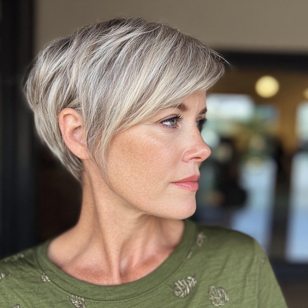 Softly Textured Graduated Pixie with Subtle Highlights