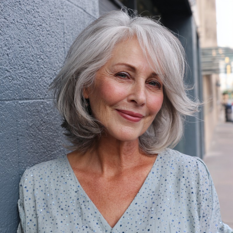 Softly Textured Shoulder-Length Floating Bob