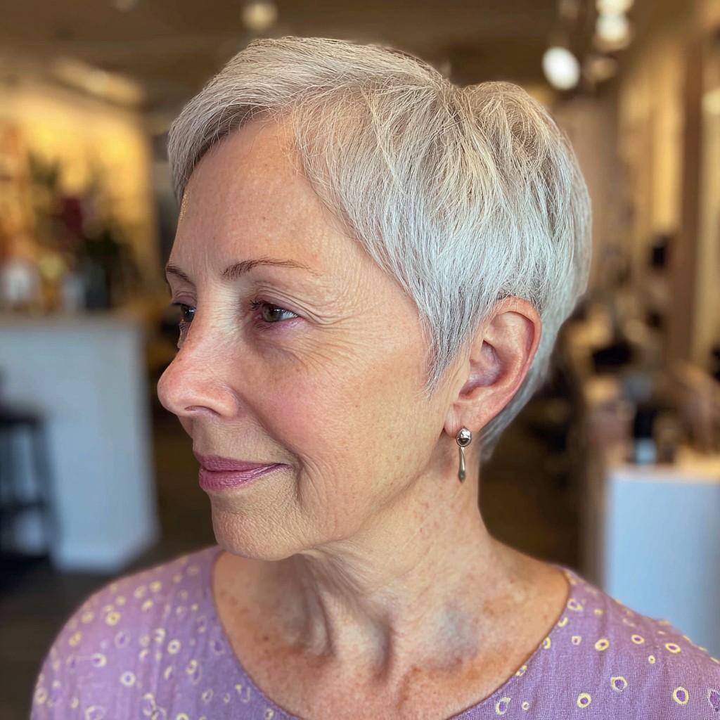 Stylish Silver Textured Pixie Cut