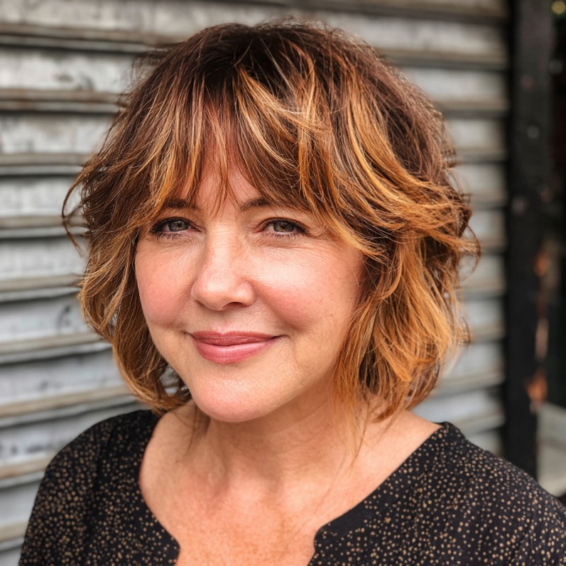 Stylish Textured Bob with Soft Choppy Bangs