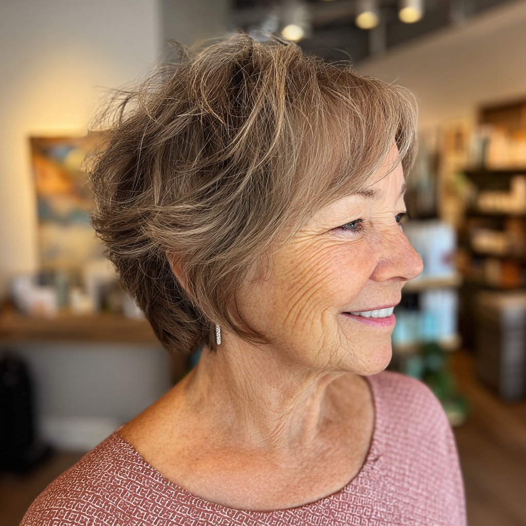 Textured Ash Blonde Pixie Bob with Soft Layers