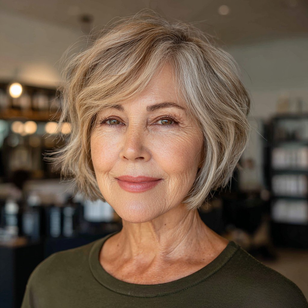 Textured Asymmetrical Bob with Soft Waves