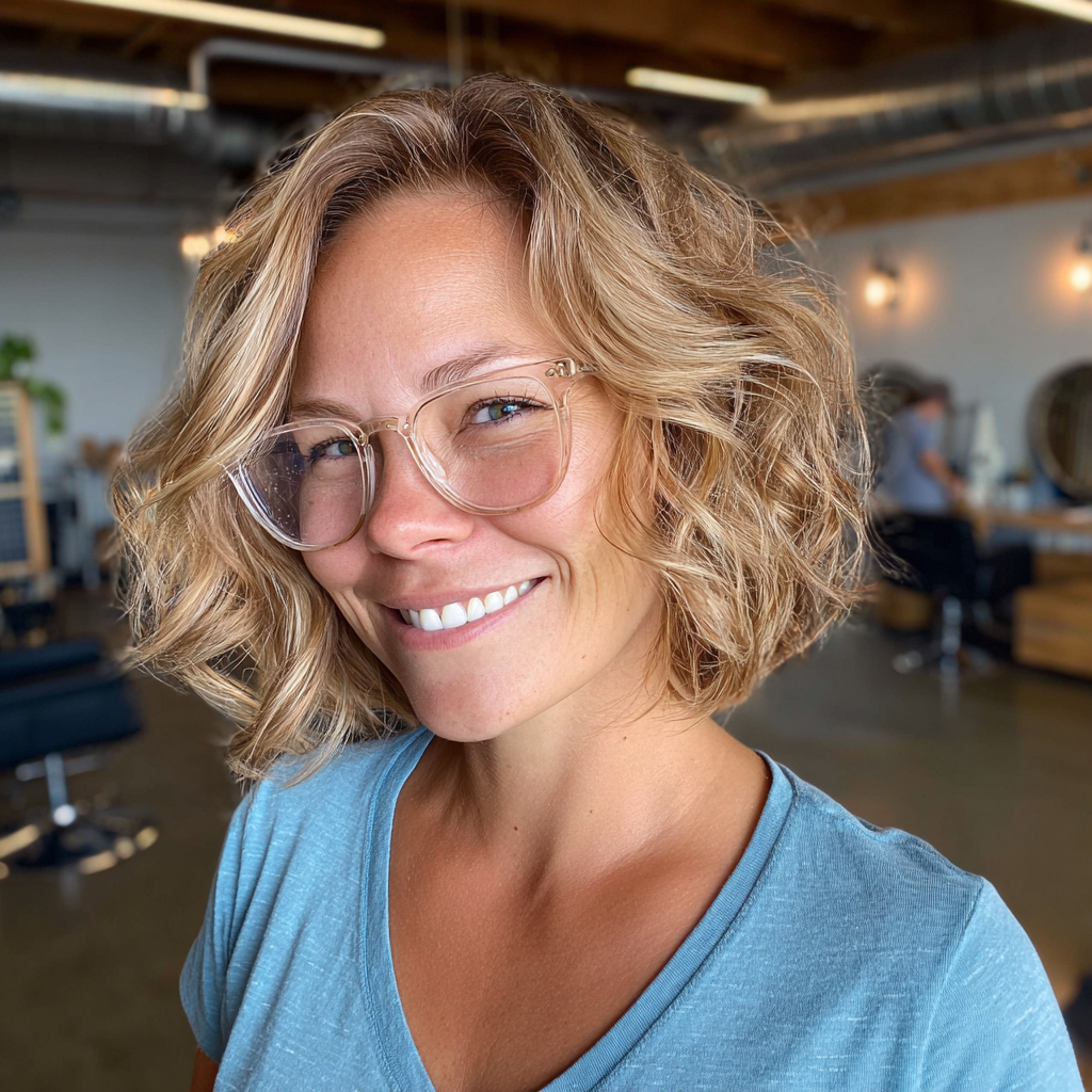 Textured Blonde Bob with Soft Waves