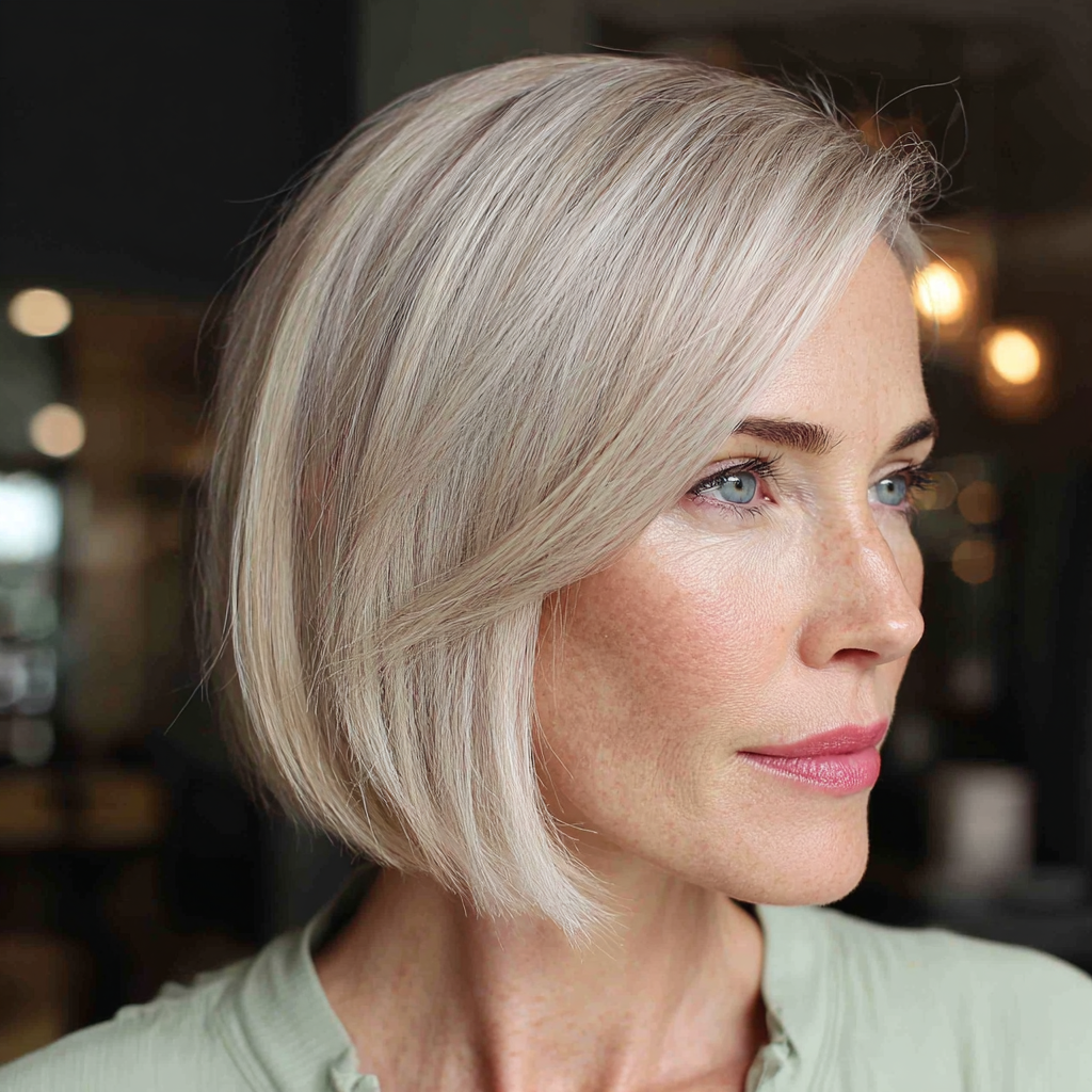 Textured Chin-Length Blonde Bob with Subtle Dimensional Highlights