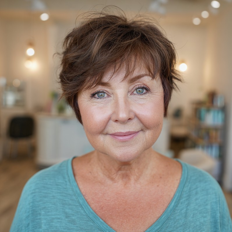 Textured Choppy Crop with Soft Bangs