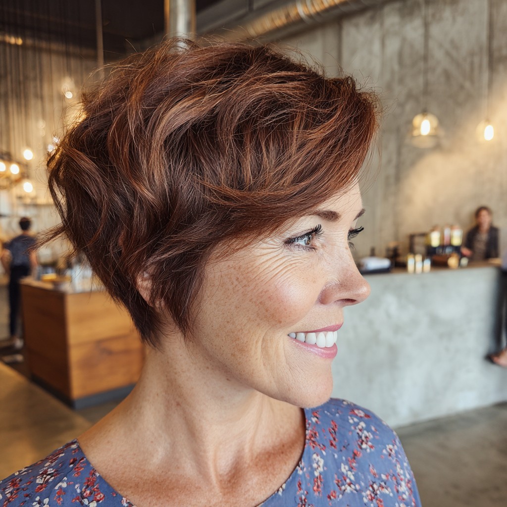 Textured Copper Pixie with Soft Waves