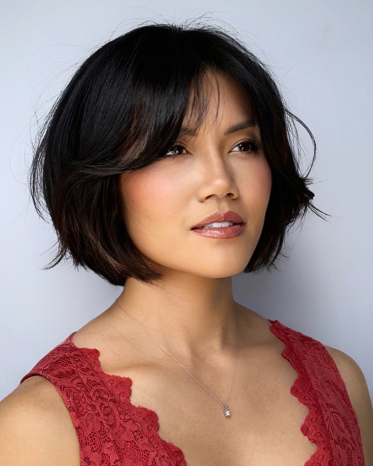 Textured Layered Bob with Soft Bangs