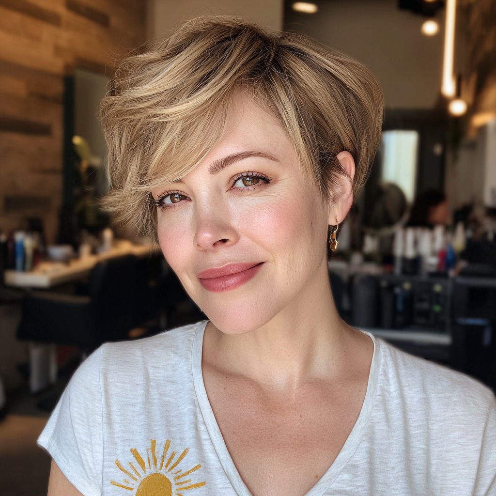 Textured Short Blonde Pixie with Soft Layers