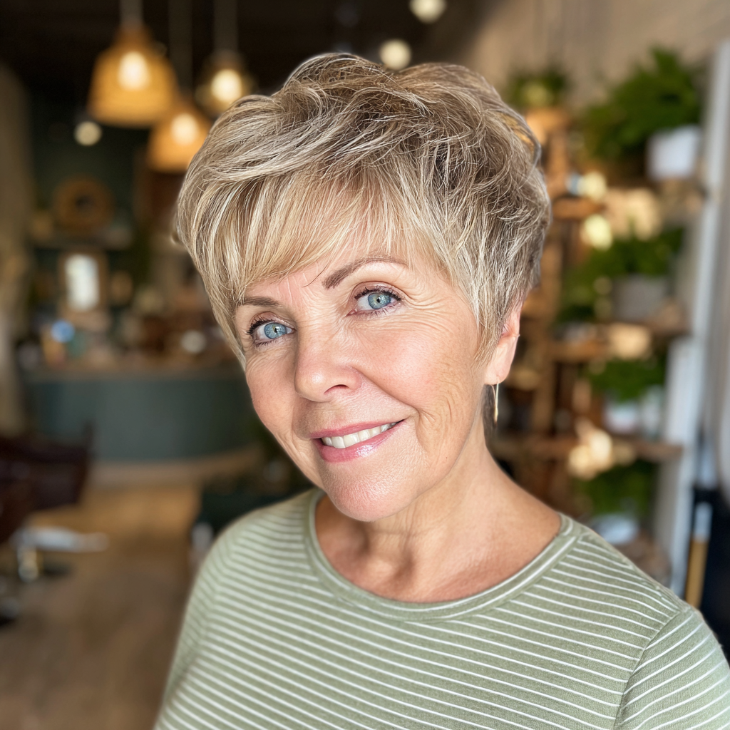 Textured Short Blonde Pixie with Subtle Layering