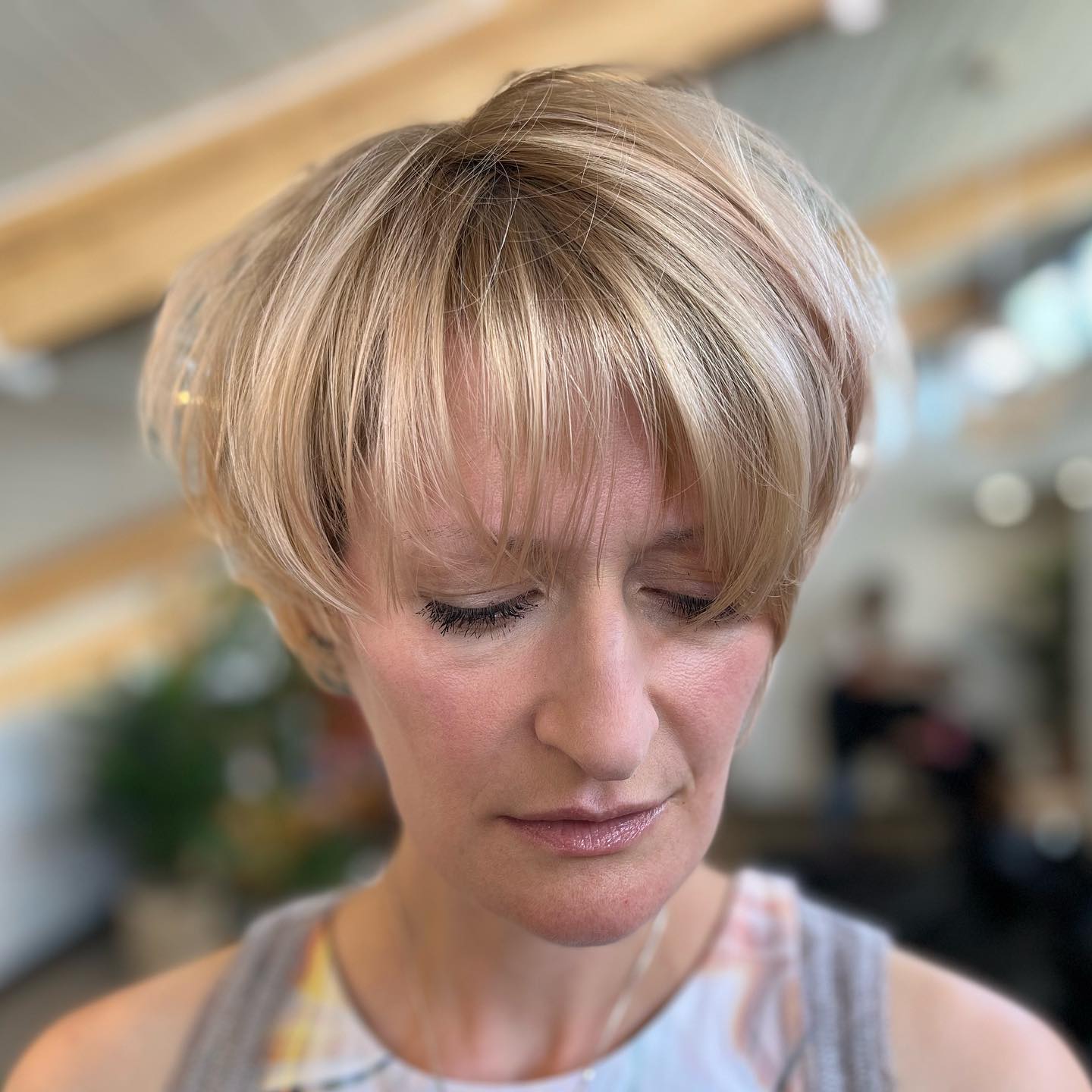 Textured Short Bob with Soft Bangs