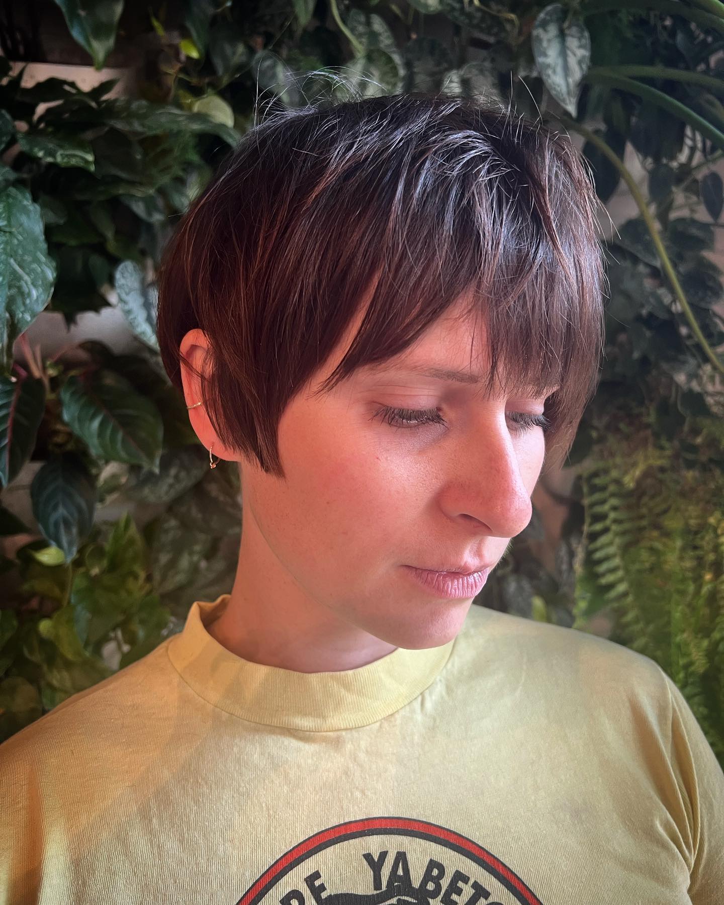 Textured Short Crop with Feathered Bangs