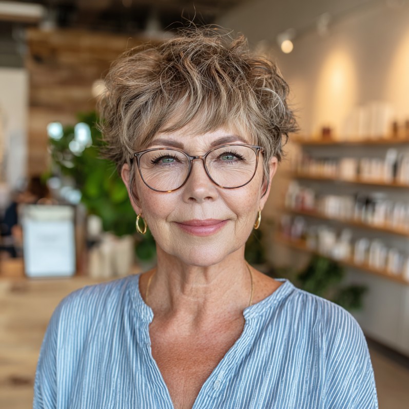 Textured Short Crop with Soft Choppy Bangs