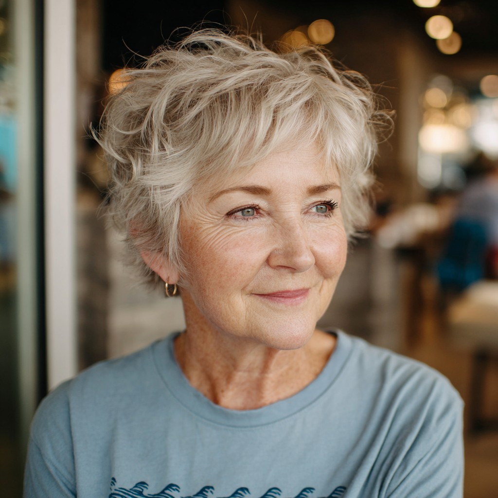 Textured Short Pixie Bob with Playful Volume