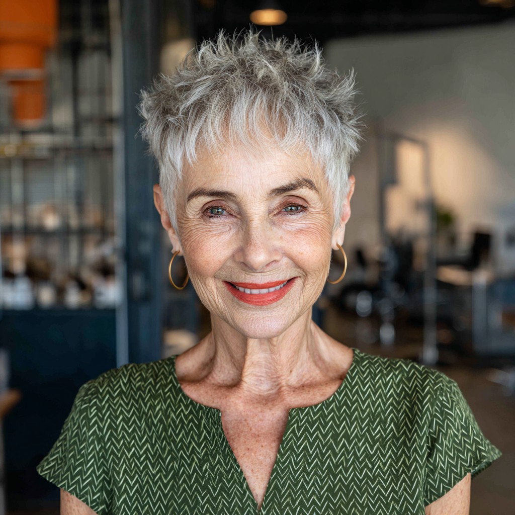 Textured Short Pixie Cut with Playful Baby Bangs