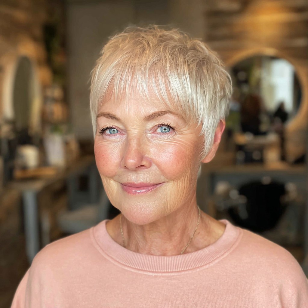 Textured Short Pixie Cut with Soft Baby Bangs