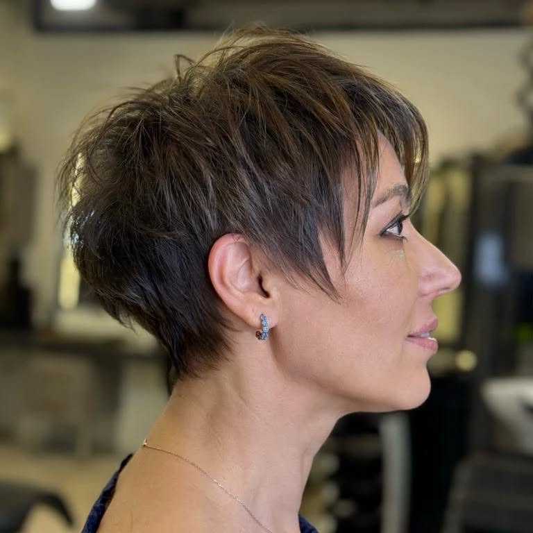 Textured Short Pixie Cut with Subtle Layers