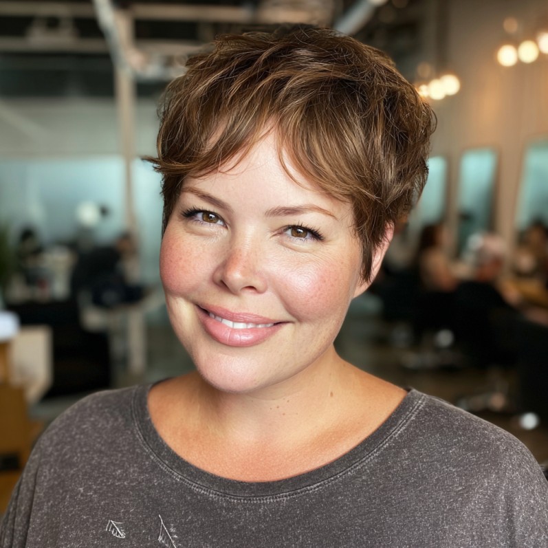 Textured Short Shag with Soft Choppy Bangs