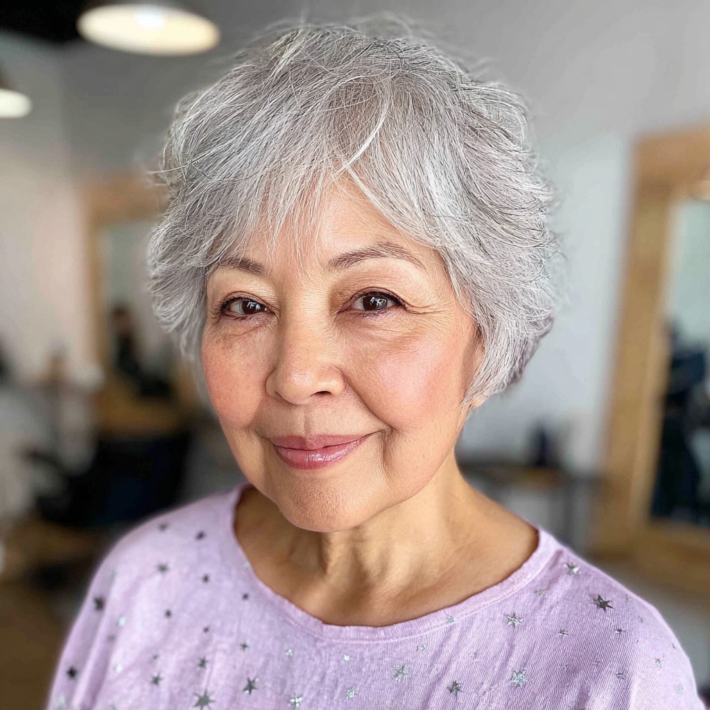 Textured Silver Pixie Bob with Gentle Waves