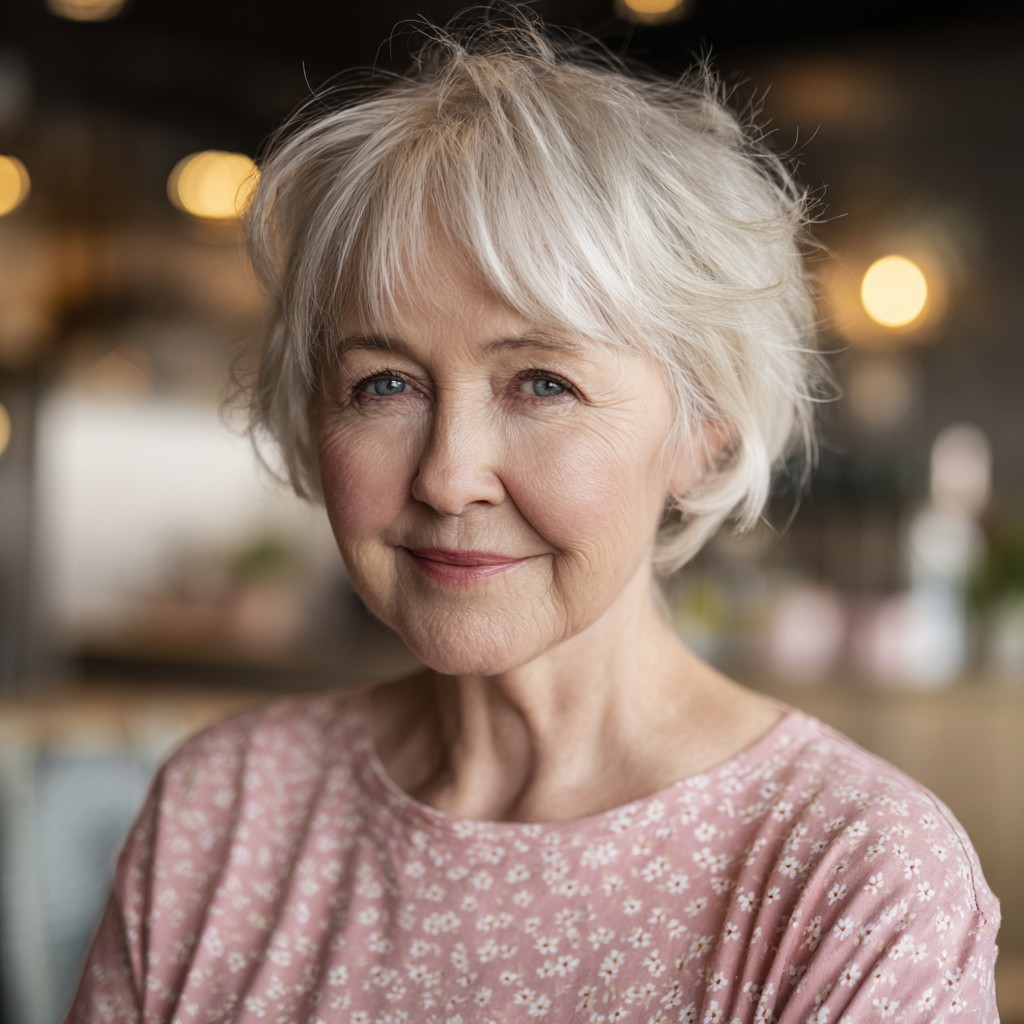 Textured Silver Shaggy Bob with Playful Layers