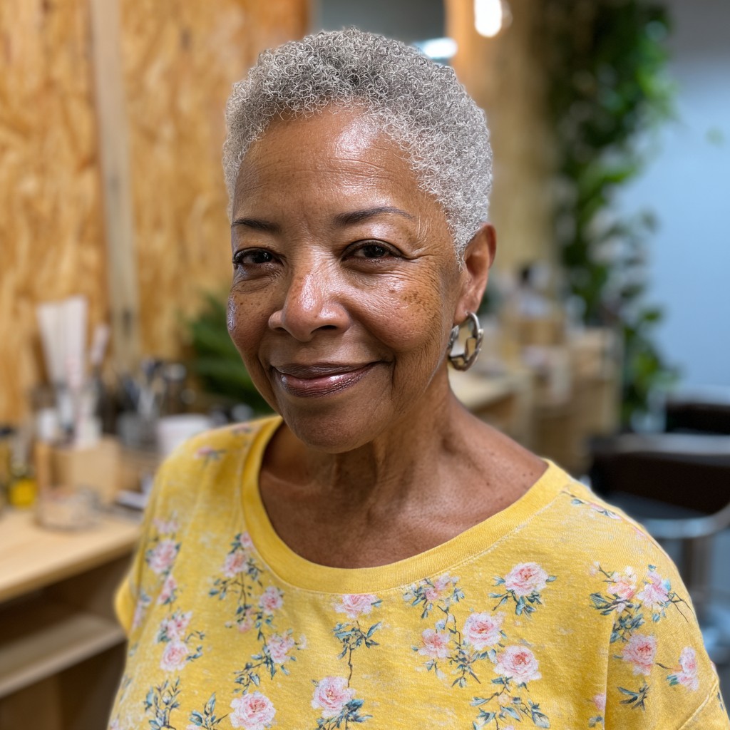 Textured Silver Tapered Cut with Defined Curls