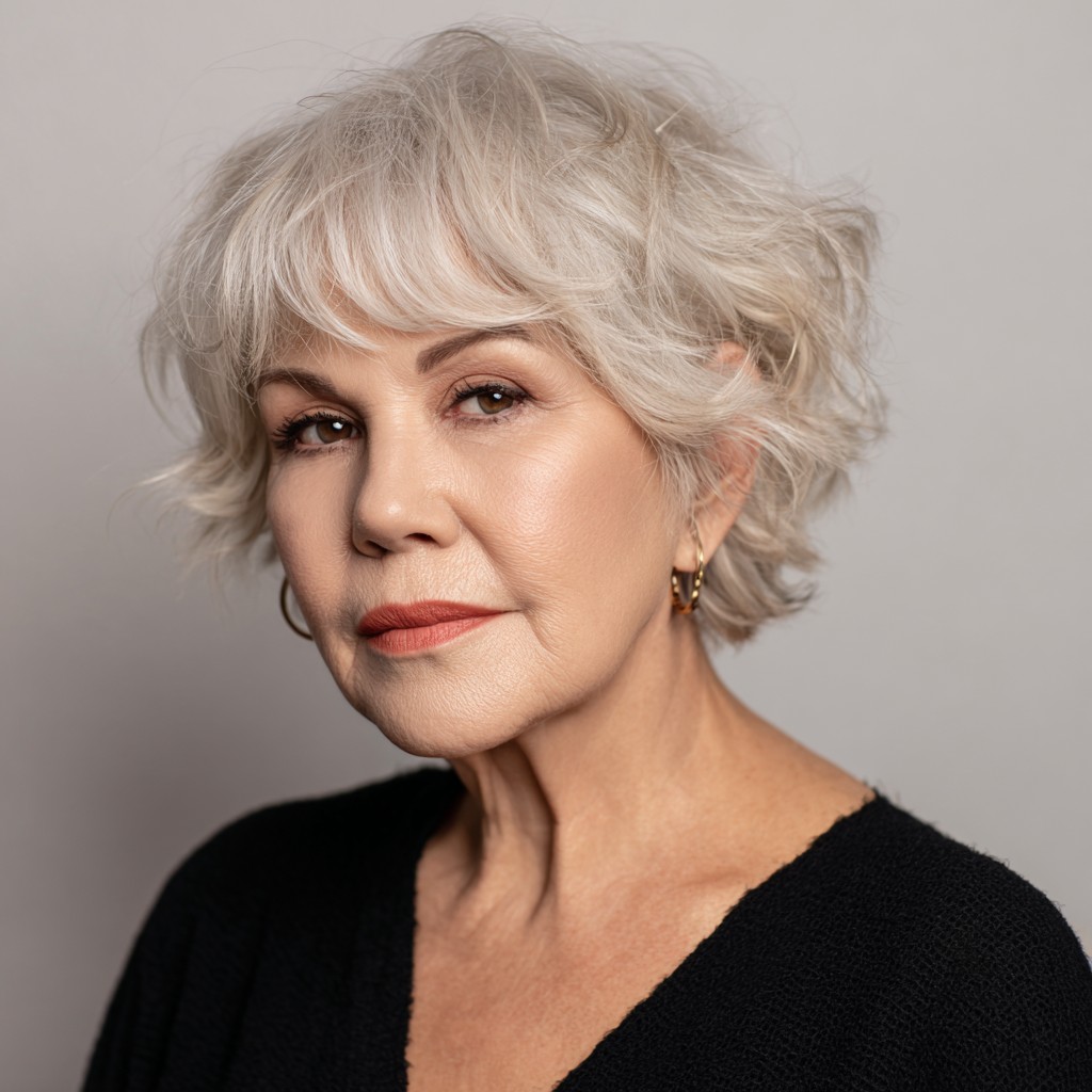 Textured Soft Layered Pixie Bob for Round Faces