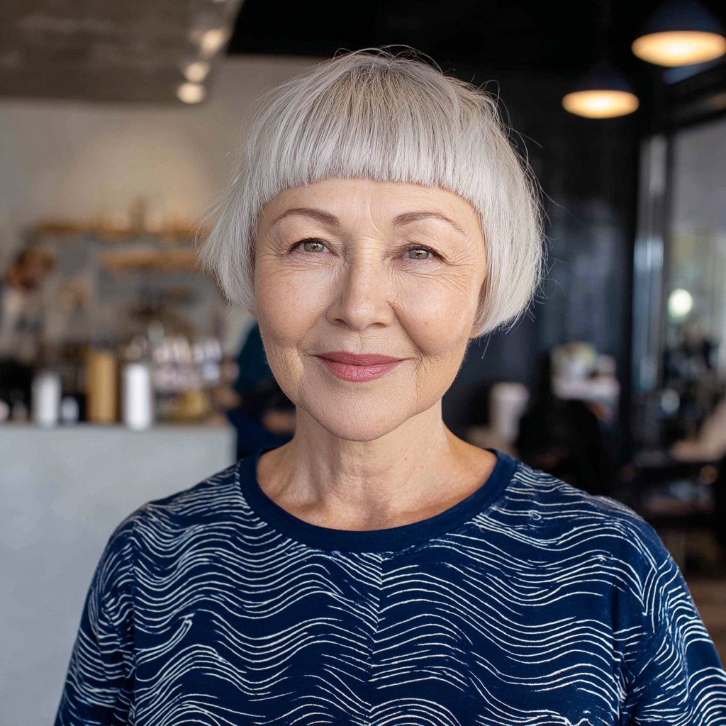 Trendy Textured Baby Bangs with Edgy Bob