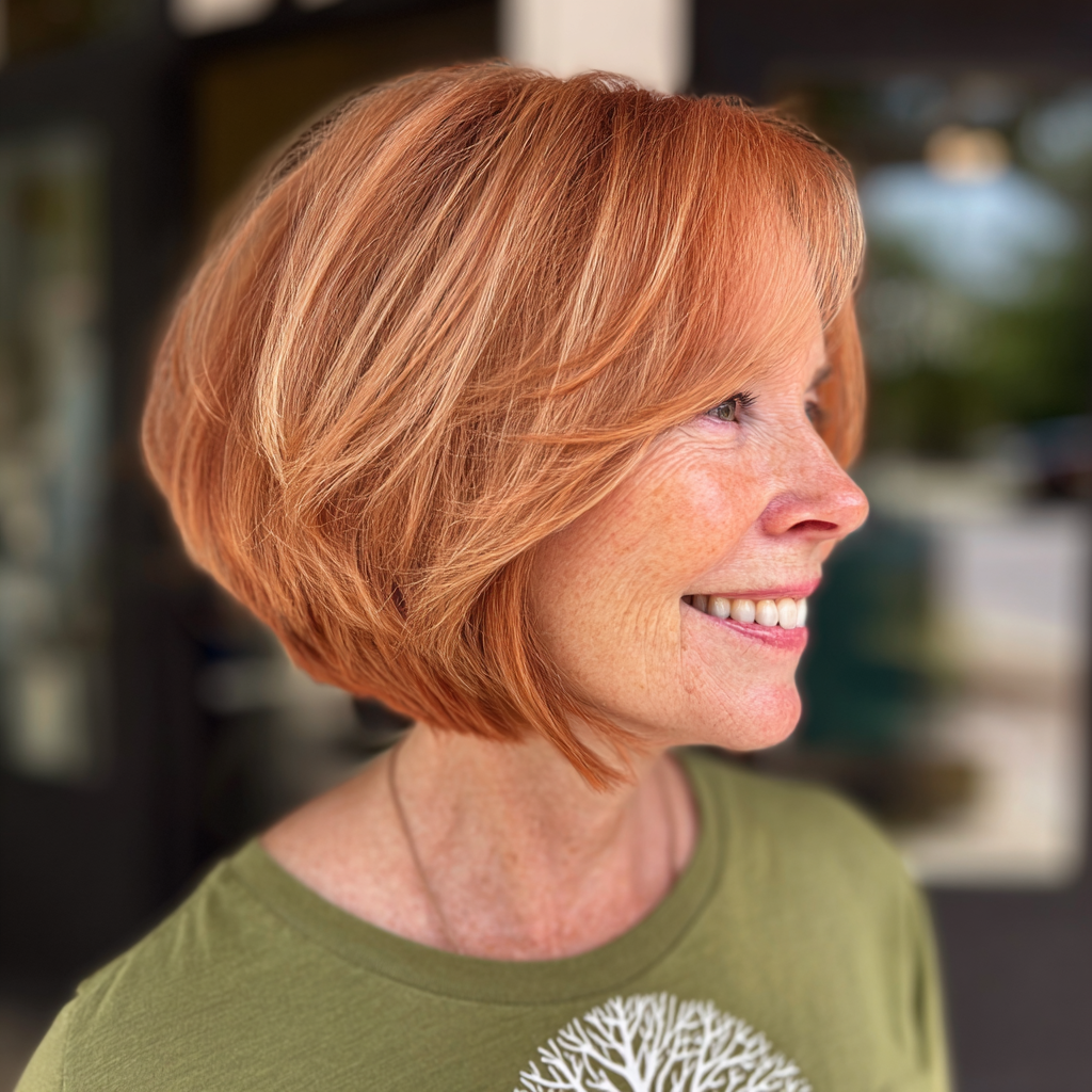 Vibrant Copper Wedge Bob with Subtle Layers