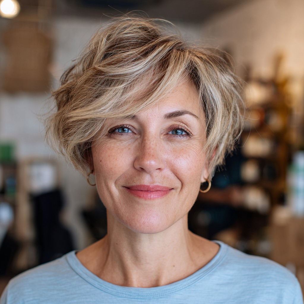 Textured Short Pixie with Lively Volume