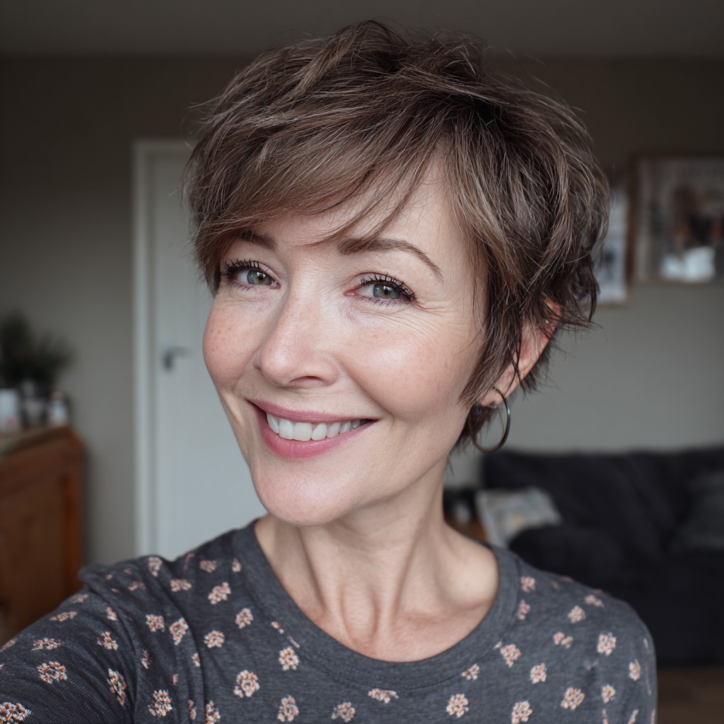 Textured Short Pixie Cut with Subtle Layers