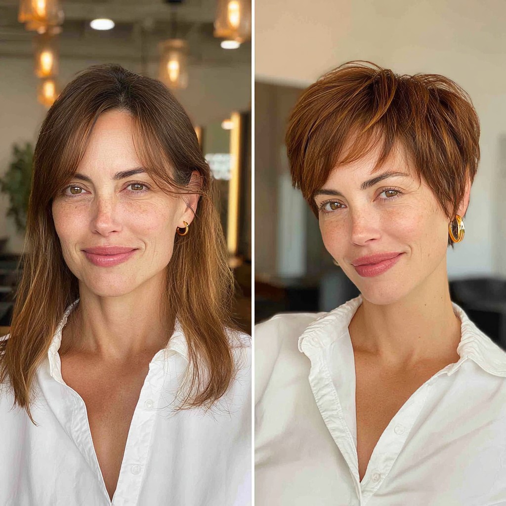 Chic Layered Copper Pixie with Textured Volume
