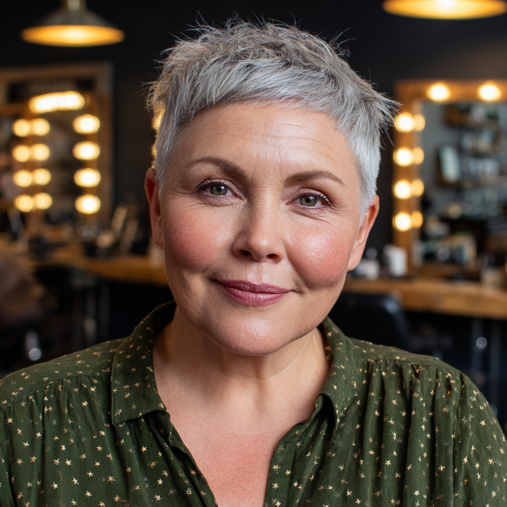 Chic Textured Grey Pixie with Soft Volume