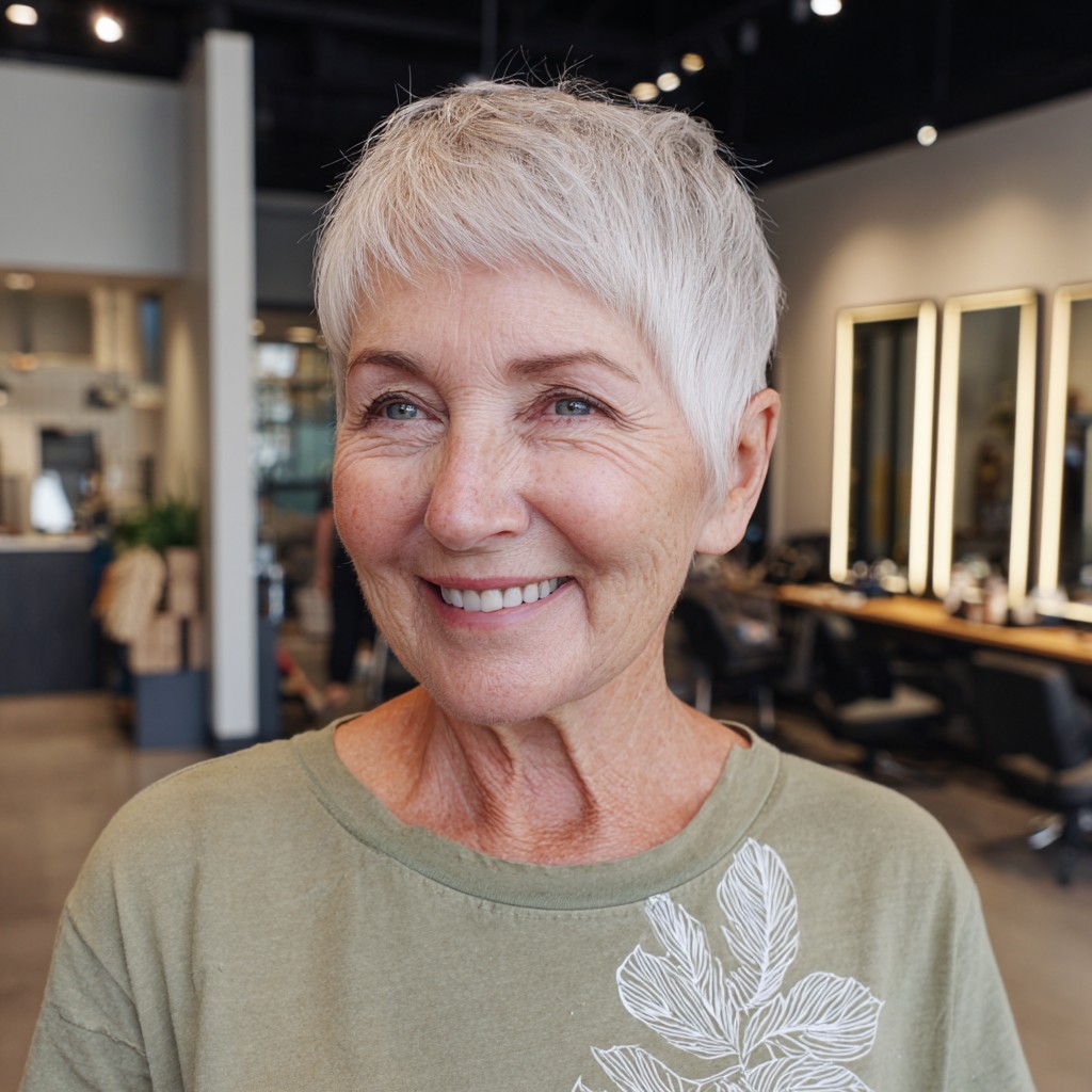 chic textured pixie cut with subtle highlights