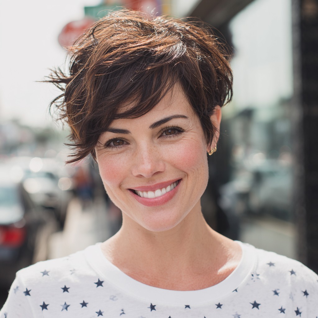 Choppy Layered Pixie with Soft Side Swept Bangs