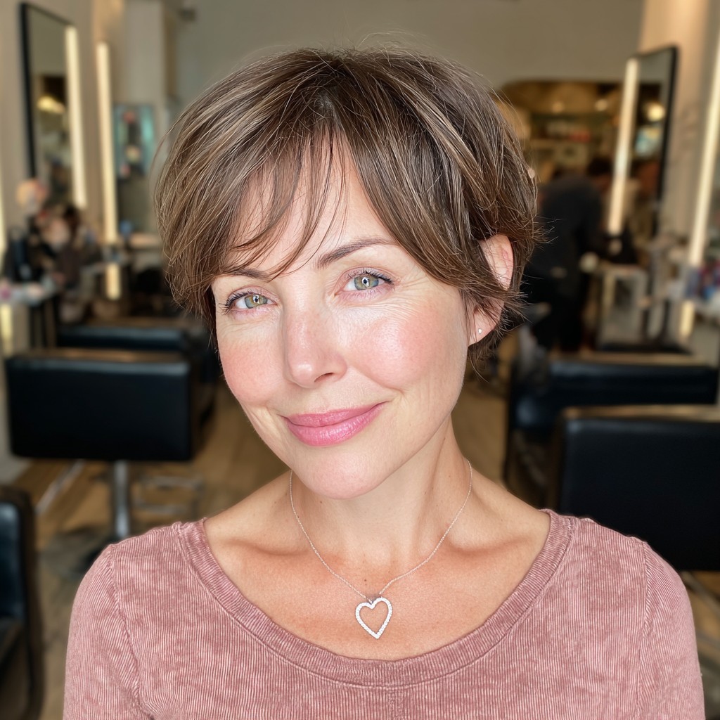 Elegant Layered Pixie with Soft Textured Bangs